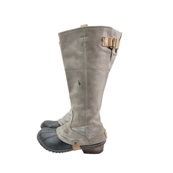 Sorel Shoes - Sorel Women's Taupe Black Slimpack NL1903-030 Leather Knee High Riding Boot Sz 8